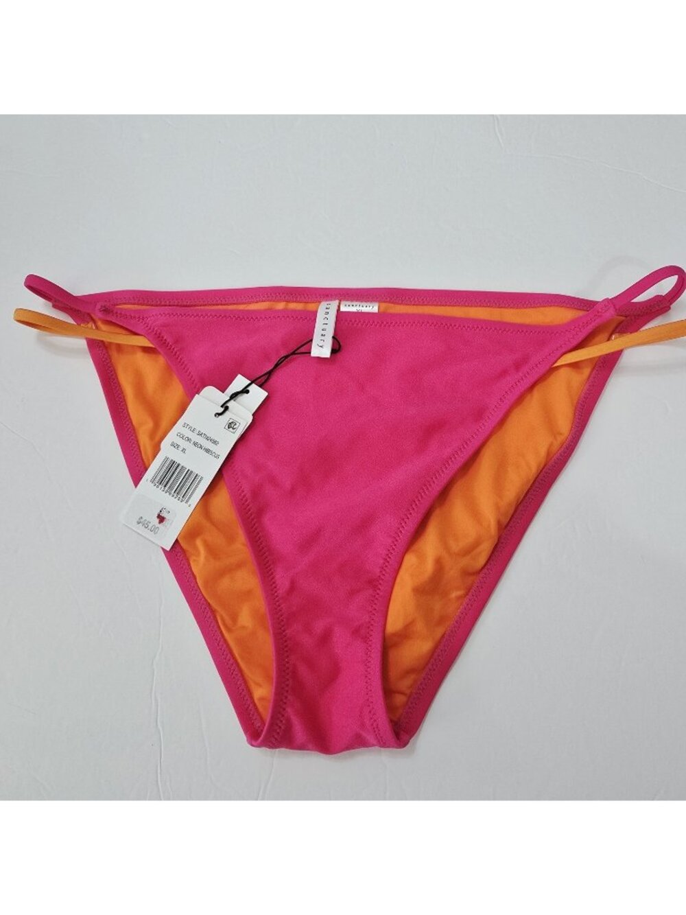 New Sanctuary‎ XL Women’s Twice As Nice Strappy Bikini Swimsuit Bottom Pink Neon